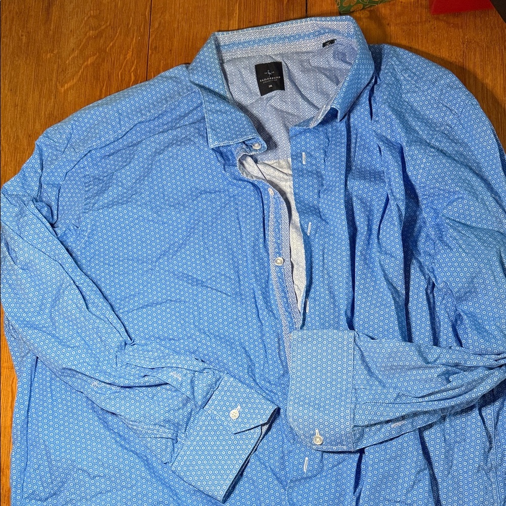 Tailorbyrd Blue Patterned Casual Shirt